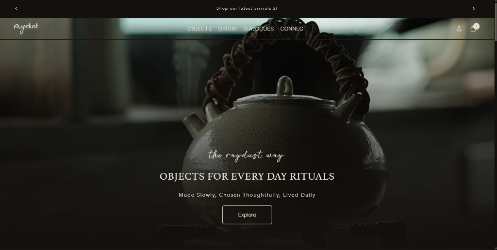 RAY X DUST Shopify storefront designed by Palantra